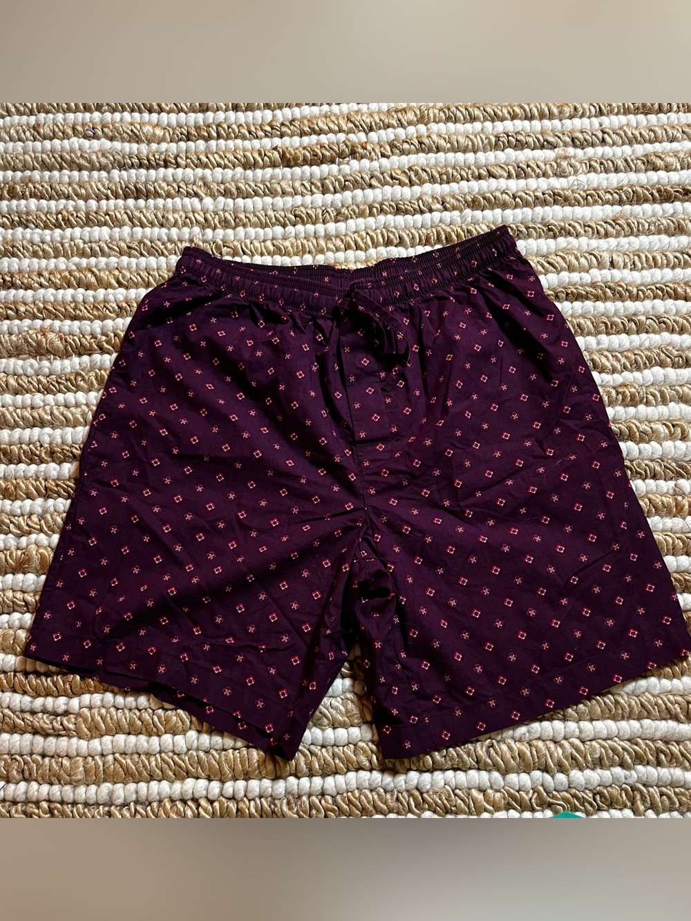 Men’s rich print boxer Maroon Drawstring Shorts